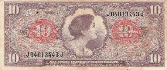 USA MPC Series 641 p.M63 10 Dollar 1965 VF